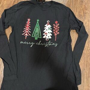 Black Long Sleeve Christmas Tree Shirt